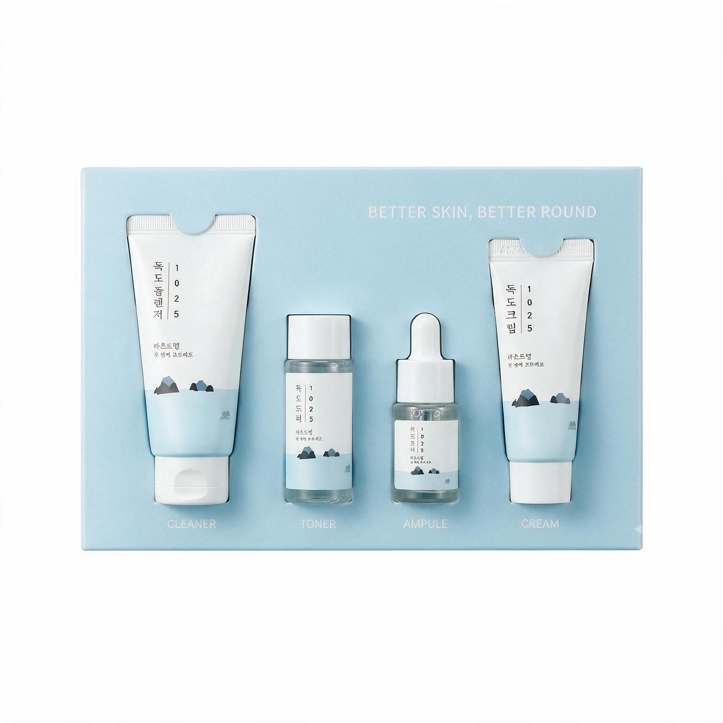 1025 Dokdo Trial Kit | Round Lab | Cleanser 30ml + Toner 20ml + Ampule 10ml + Cream 20ml